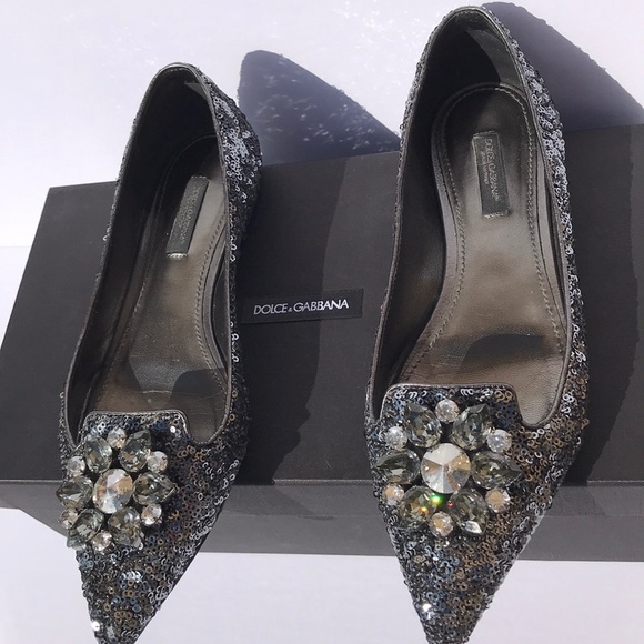 Authentic Dolce & Gabbana flats  crystals size 37 - Picture 1 of 8